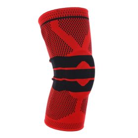 Silicone Spring Knitted Knee Pads Running Basketball Mountaineering (Option: Red S Single)