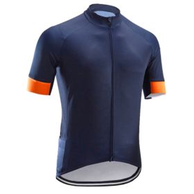 Road And Mountain Bike Cycling Jerseys Men's Tops Spring And Summer Cycling Jerseys (Option: Navy Blue-XL)