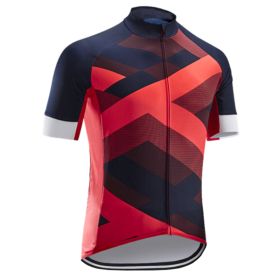 Road And Mountain Bike Cycling Jerseys Men's Tops Spring And Summer Cycling Jerseys (Option: Gradient red-XL)