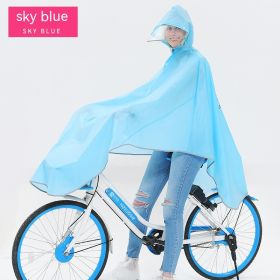 Fabric Double Brim Thickened Night Reflective Covered Bicycle Raincoat (Option: Sky Blue Double Brim-XXL)