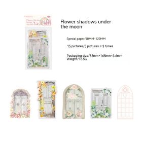 Candy Posts Retro Flower Window Collage Card Flower Room Courtyard Series Artistic Romantic Journal Decoration Base Material 6 Models (Option: Flower Shadow Under June)