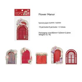 Candy Posts Retro Flower Window Collage Card Flower Room Courtyard Series Artistic Romantic Journal Decoration Base Material 6 Models (Option: 4 Flowery Manor)