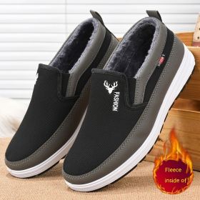 Men's Casual Autumn And Winter New Cotton-padded Shoes With Velvet (Option: Black-41)