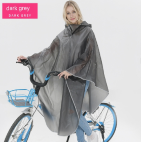 Fabric Double Brim Thickened Night Reflective Covered Bicycle Raincoat (Option: Dark Gray Single Brim-XXL)