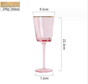 Creative Hammer Golden Edge Crystal Champagne Glass (Option: Red Wine Cup Pink Phnom Penh)