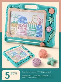 Children's Magnetic Drawing Board Household Large Bracket Doodle Board Color Painting Toys (Color: Green)