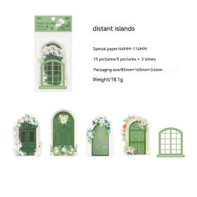 Candy Posts Retro Flower Window Collage Card Flower Room Courtyard Series Artistic Romantic Journal Decoration Base Material 6 Models (Option: 2 Distant Island)