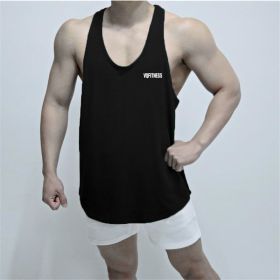 Sports Vest Men's Basketball Sleeveless T-shirt Summer Workout Loose Top Training Basketball Clothes Quick-drying Top (Option: Black-M)