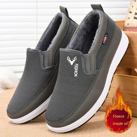 Men's Casual Autumn And Winter New Cotton-padded Shoes With Velvet (Option: Gray-41)