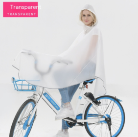 Fabric Double Brim Thickened Night Reflective Covered Bicycle Raincoat (Option: Translucent White Single Brim-XXL)