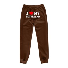 I MY BOYFRIEND Back Printing Casual Sweatpants Men And Women (Option: Dark Coffee Color Back Picture-M)