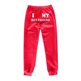 I MY BOYFRIEND Back Printing Casual Sweatpants Men And Women (Option: Red Back Picture-M)