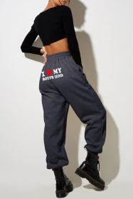 I MY BOYFRIEND Back Printing Casual Sweatpants Men And Women (Option: Dark Gray Back Picture-S)