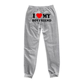 I MY BOYFRIEND Back Printing Casual Sweatpants Men And Women (Option: Light Gray Back Picture-M)