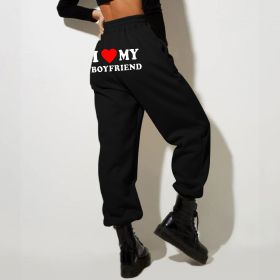 I MY BOYFRIEND Back Printing Casual Sweatpants Men And Women (Option: Black Back Picture-M)