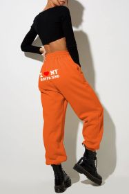 I MY BOYFRIEND Back Printing Casual Sweatpants Men And Women (Option: Orange Back Picture-M)