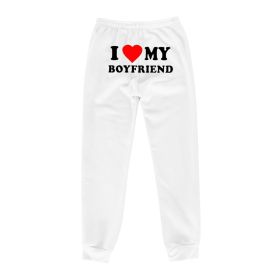 I MY BOYFRIEND Back Printing Casual Sweatpants Men And Women (Option: White Back Picture-M)