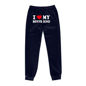 I MY BOYFRIEND Back Printing Casual Sweatpants Men And Women (Option: Navy Blue Back Picture-M)