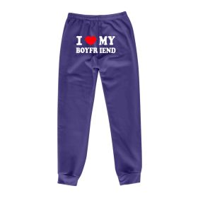 I MY BOYFRIEND Back Printing Casual Sweatpants Men And Women (Option: Dark Purple Back Picture-M)