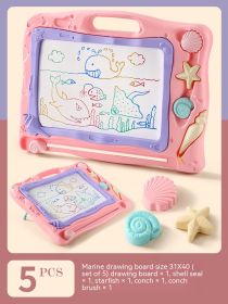 Children's Magnetic Drawing Board Household Large Bracket Doodle Board Color Painting Toys (Color: Pink)