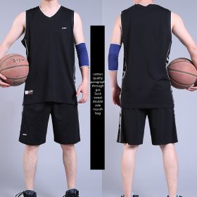 Casual Wear Sleeveless Thin Vest Running Wear Shorts Sportswear (Option: Black-3XL)