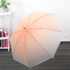 Long Handle Transparent Color Gradient Straight Umbrella Frosted Film Dance Umbrella (Option: Orange-Diameter 91)