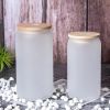 25PCS US stocked 16oz Sublimation Beer Can Shaped Glass Can with Bamboo Lid and Straw