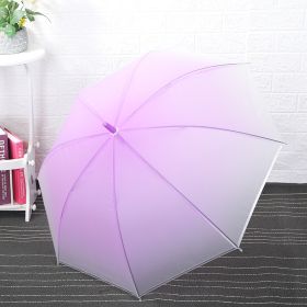 Long Handle Transparent Color Gradient Straight Umbrella Frosted Film Dance Umbrella (Option: Purple-Diameter 91)