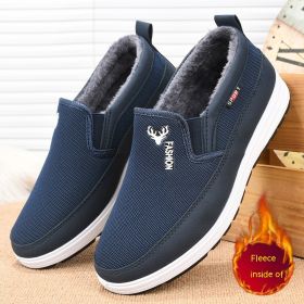 Men's Casual Autumn And Winter New Cotton-padded Shoes With Velvet (Option: Blue-43)