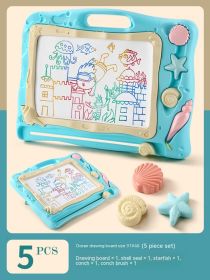 Children's Magnetic Drawing Board Household Large Bracket Doodle Board Color Painting Toys (Color: Blue)