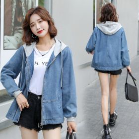 Real Shot Denim Coat Short All-match Hooded Jacket Slimming Fat (Option: Picture Color-L)